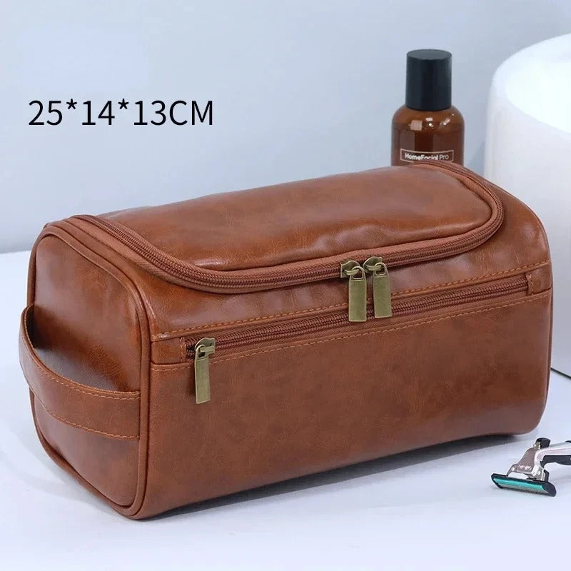 Hanging Toiletry Bag – Large Capacity Travel Organizer for Men & Women - Delicate Leather  