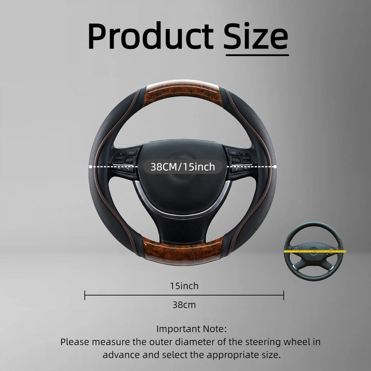 Color-Block PU Leather Steering Wheel Cover – Breathable Non-Slip 38CM/15-Inch Universal Fit - Delicate Leather