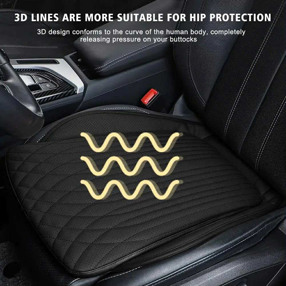 All-Season Nappa Leather Car Seat Cushion - Universal Driver's Front Seat Protector - Delicate Leather  