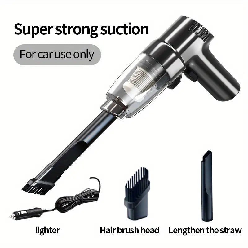 Mini Car Vacuum Cleaner – High-Power Suction, Wet & Dry Dual-Purpose, Portable Handheld Design for Small Sedans, Easy to Use and Store