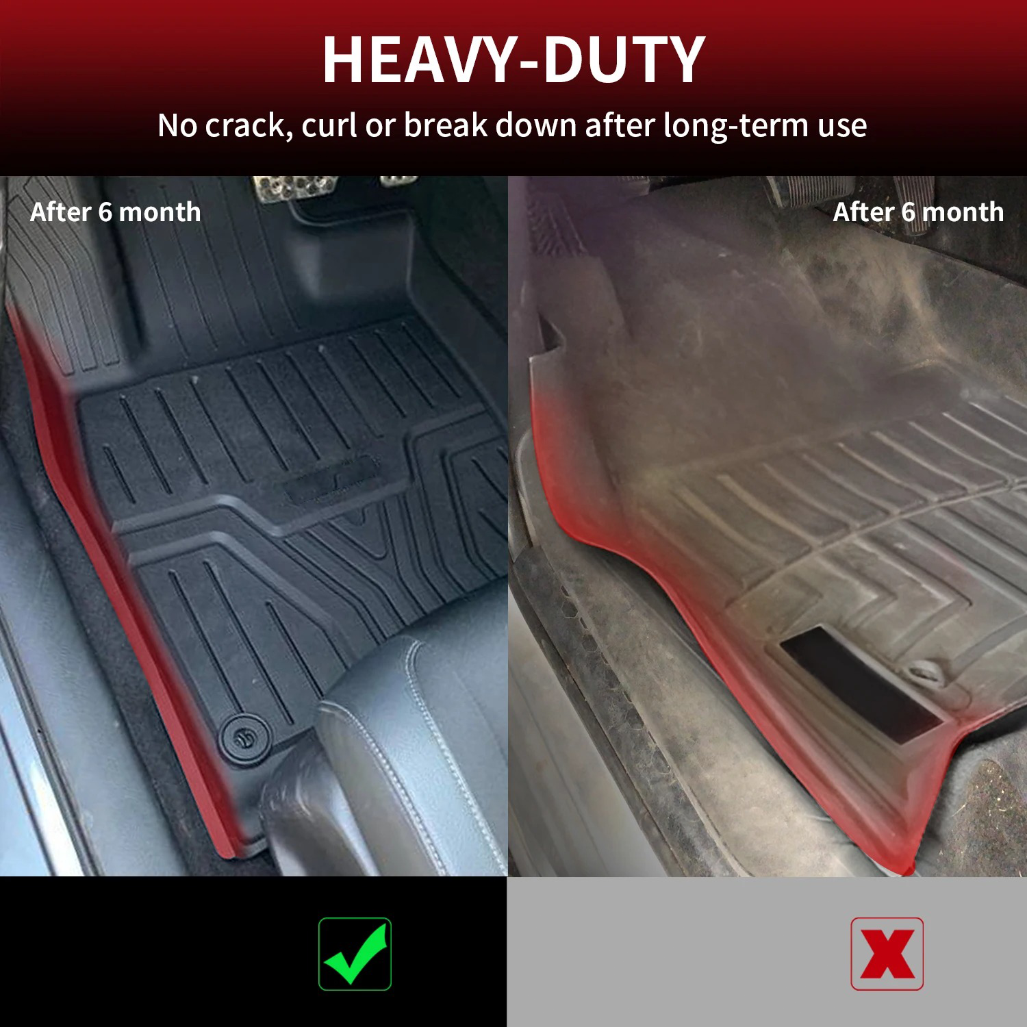 Custom Fit TPE Floor Mats for 2018–2025 4-Door SUV – All-Weather, 1st & 2nd Row, Black - Delicate Leather  
