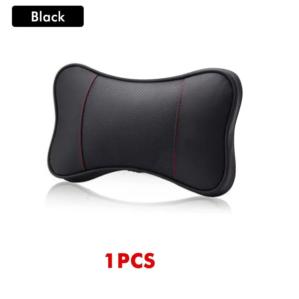 Leather Car Headrest Pillow – Breathable Universal Cushion for Vehicle Interior - Delicate Leather  