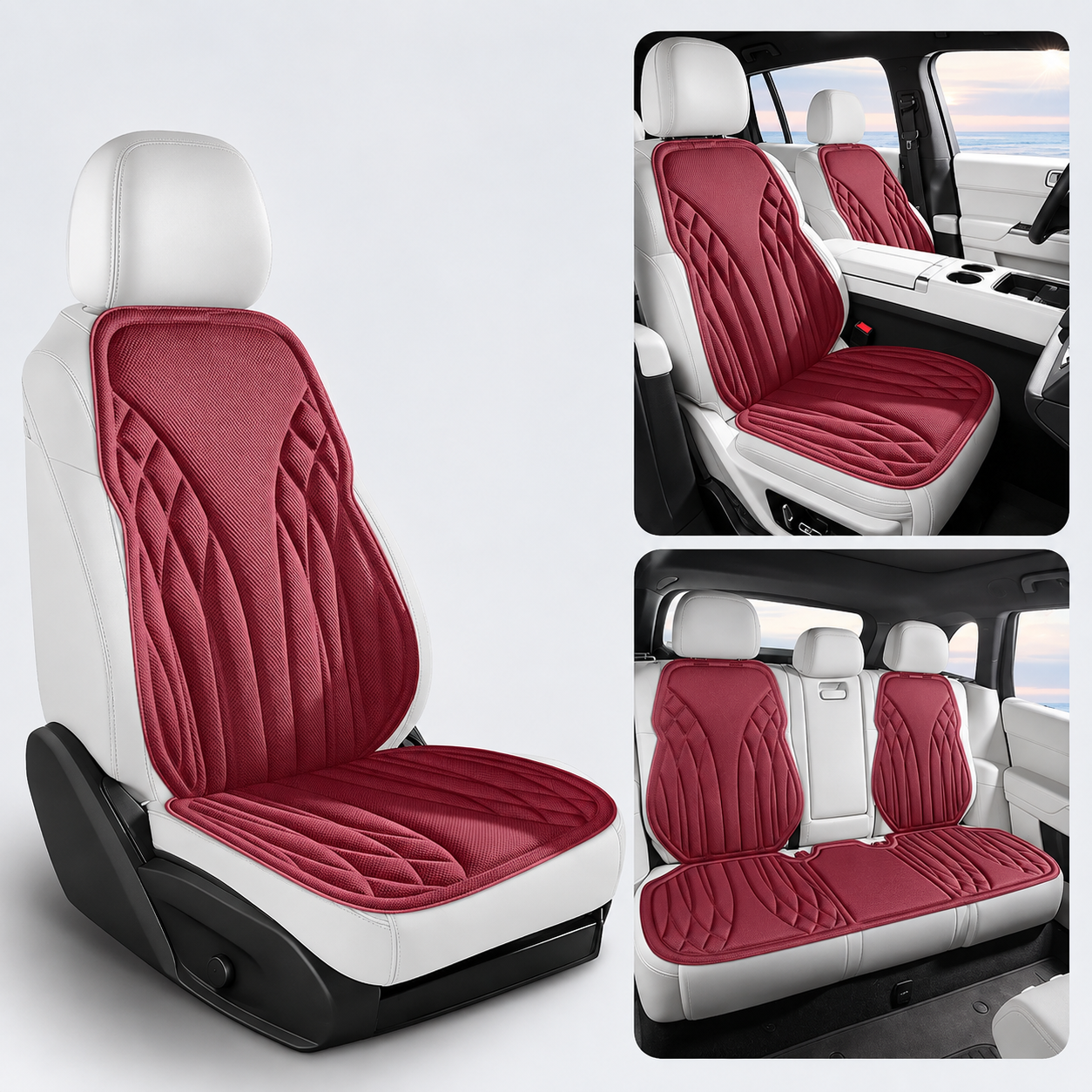 Breathable Latex Car Seat Cushion – Universal Non-Slip Cooling Seat Cover - Delicate Leather