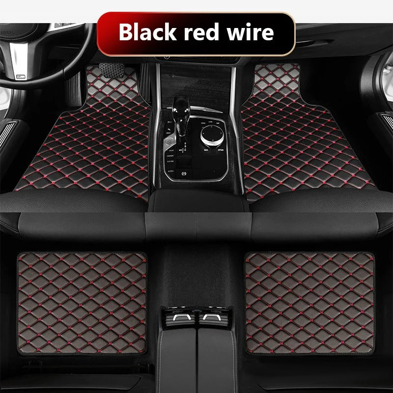 Universal PU Leather Car Floor Mats – Waterproof All-Weather 4-Piece Floor Mat Set for 5-Seat Vehicles - Delicate Leather