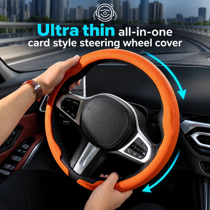 Ultra-Thin Nappa Leather Steering Wheel Cover – Breathable Non-Slip Protector - Delicate Leather