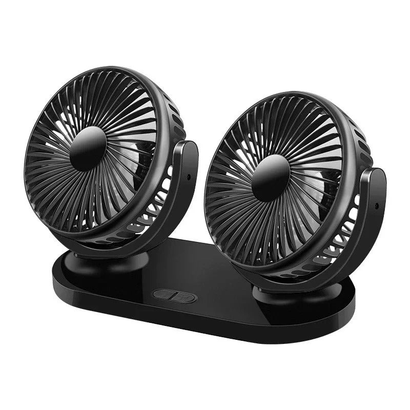 5V/12V/24V Dual Head USB Car Fan – 3-Speed Adjustable Cooling Fan for Car, Truck, Home or Office Use - Delicate Leather  