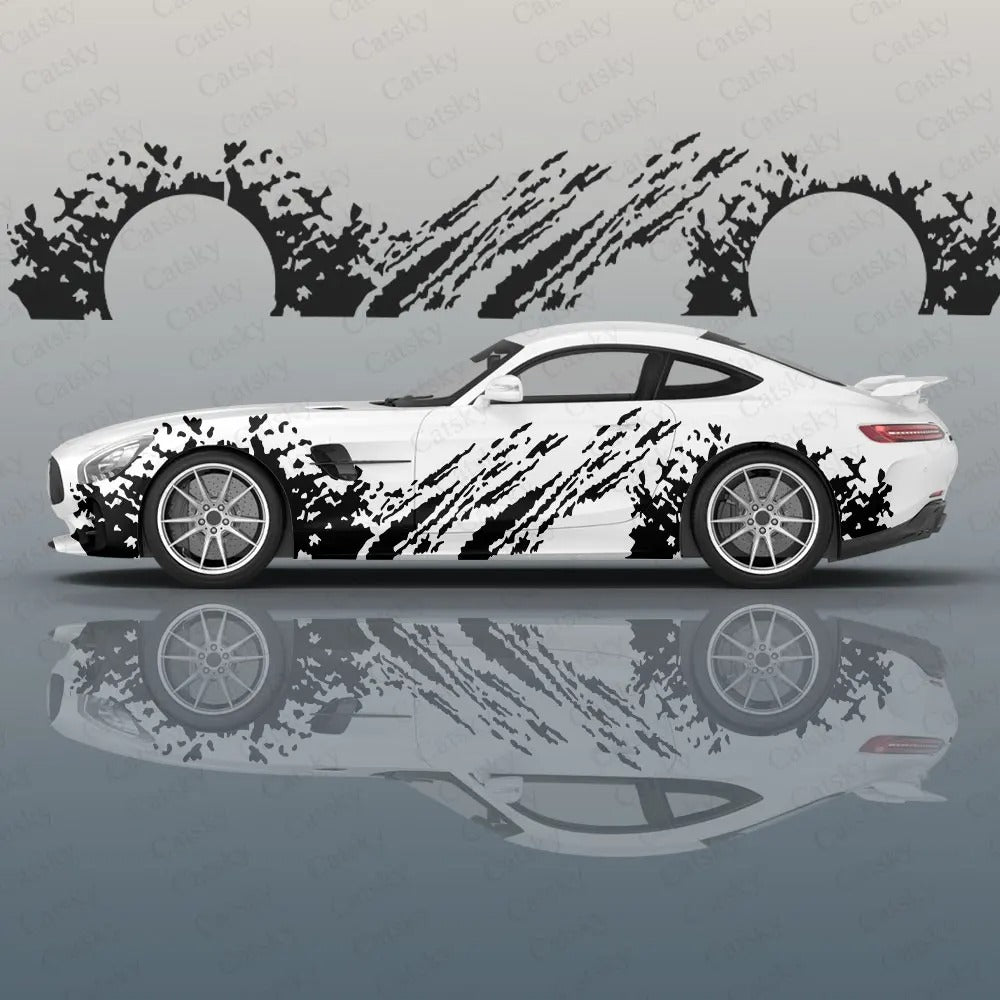 Ink Splatter Car Side Vinyl Decal – Racing Style Exterior Graphic Sticker - Delicate Leather