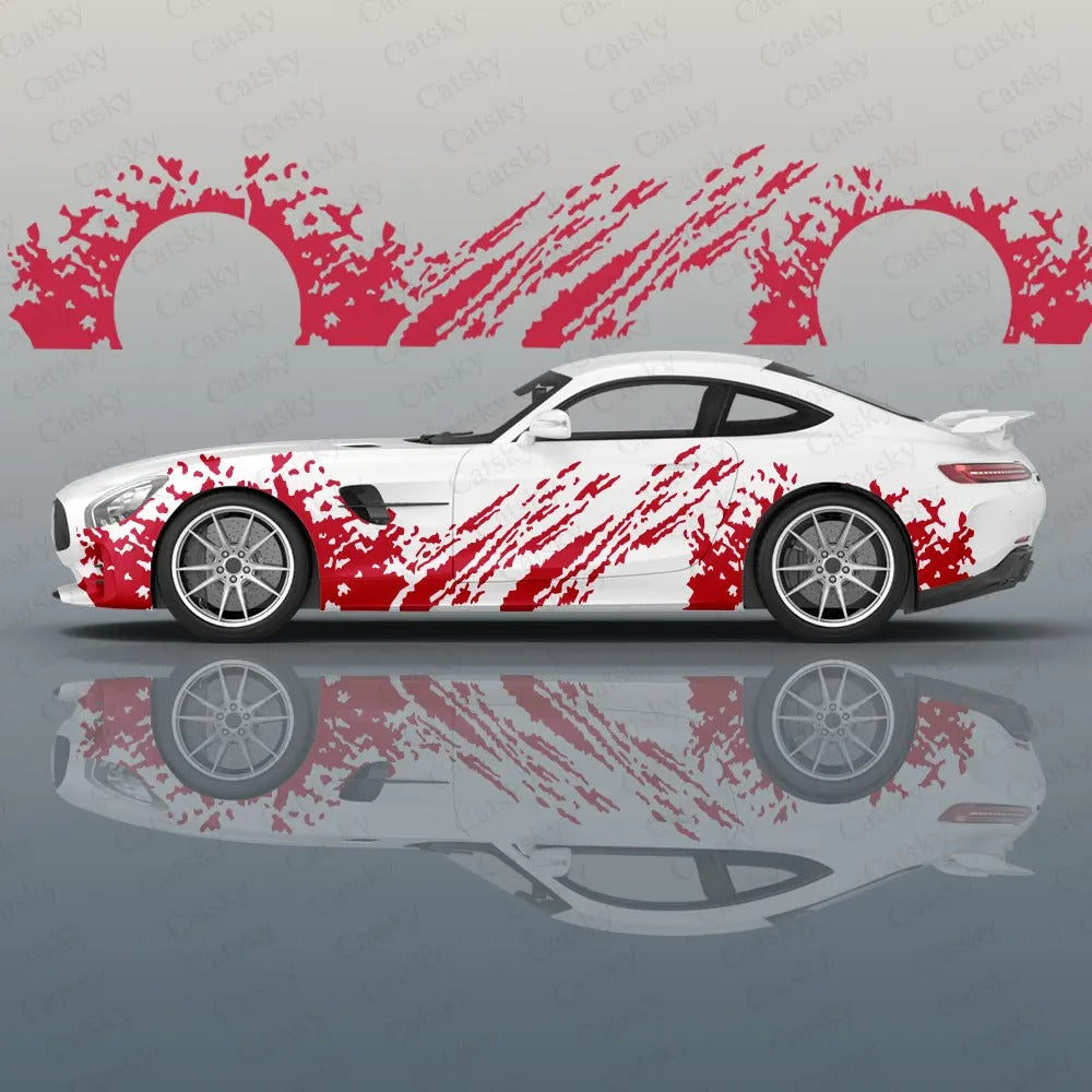 Ink Splatter Car Side Vinyl Decal – Racing Style Exterior Graphic Sticker - Delicate Leather