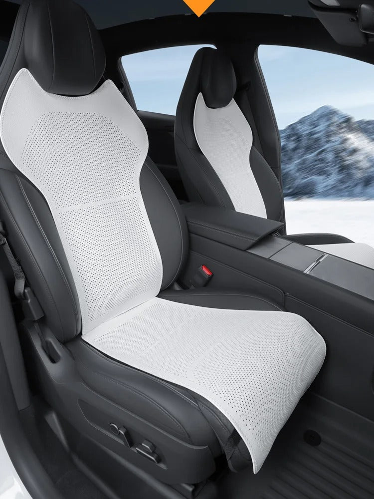 For 6-seater Tesla Model YL Car Seat Cushion Set – Front & Rear Seat Protection Cushions - Delicate Leather