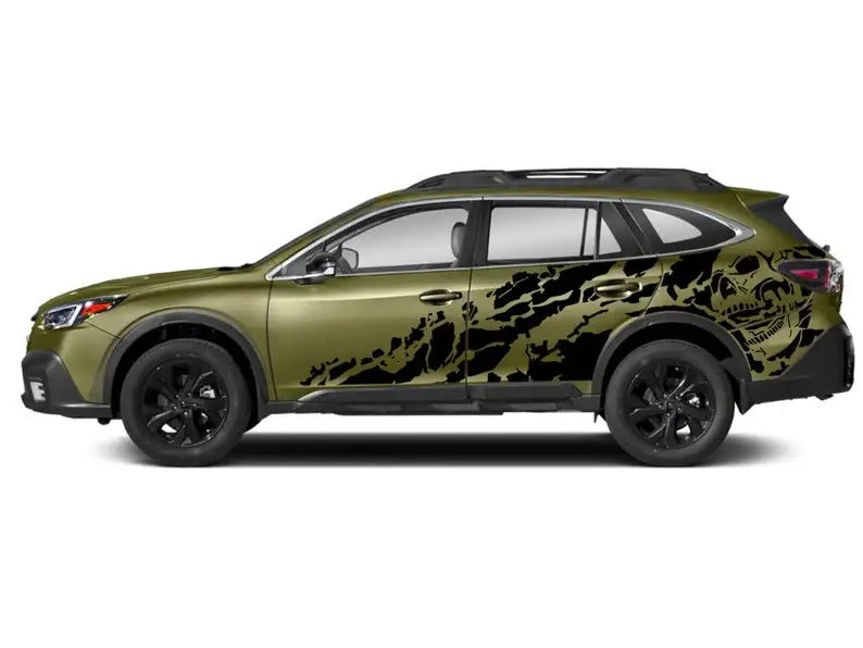 Skull Stripe Car Side Decal Kit – PVC Vinyl Exterior Body Sticker - Delicate Leather
