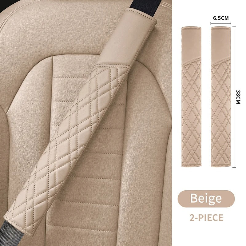 2 PCS Universal Leather Seat Belt Covers – Anti-Slip Shoulder Pads for Car Interior Accessories - Delicate Leather  