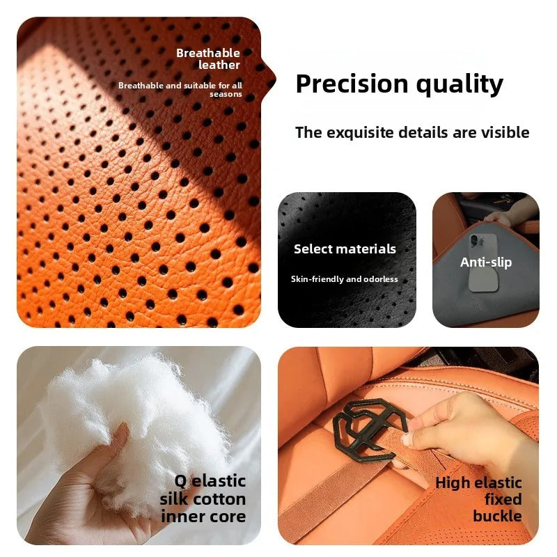 Perforated Nappa Leather Car Seat Cover – Breathable All-Season Universal Seat Cushion - Delicate Leather