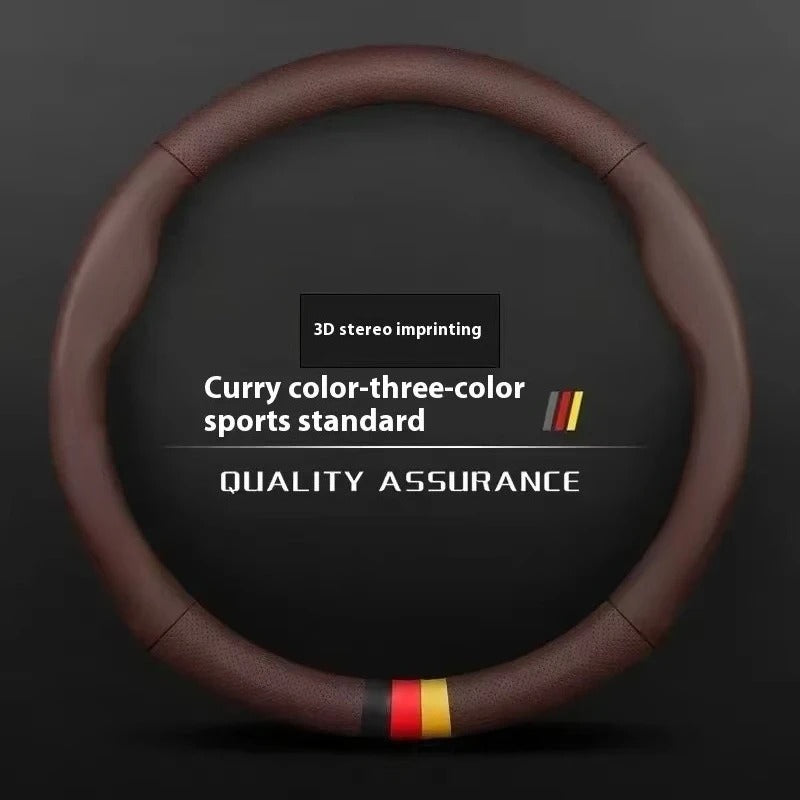 Universal Ventilated Anti-Slip Steering Wheel Cover – Breathable Leather Grip Protector with Carbon Fiber Texture, Fits 36–38cm Steering Wheels - Delicate Leather  