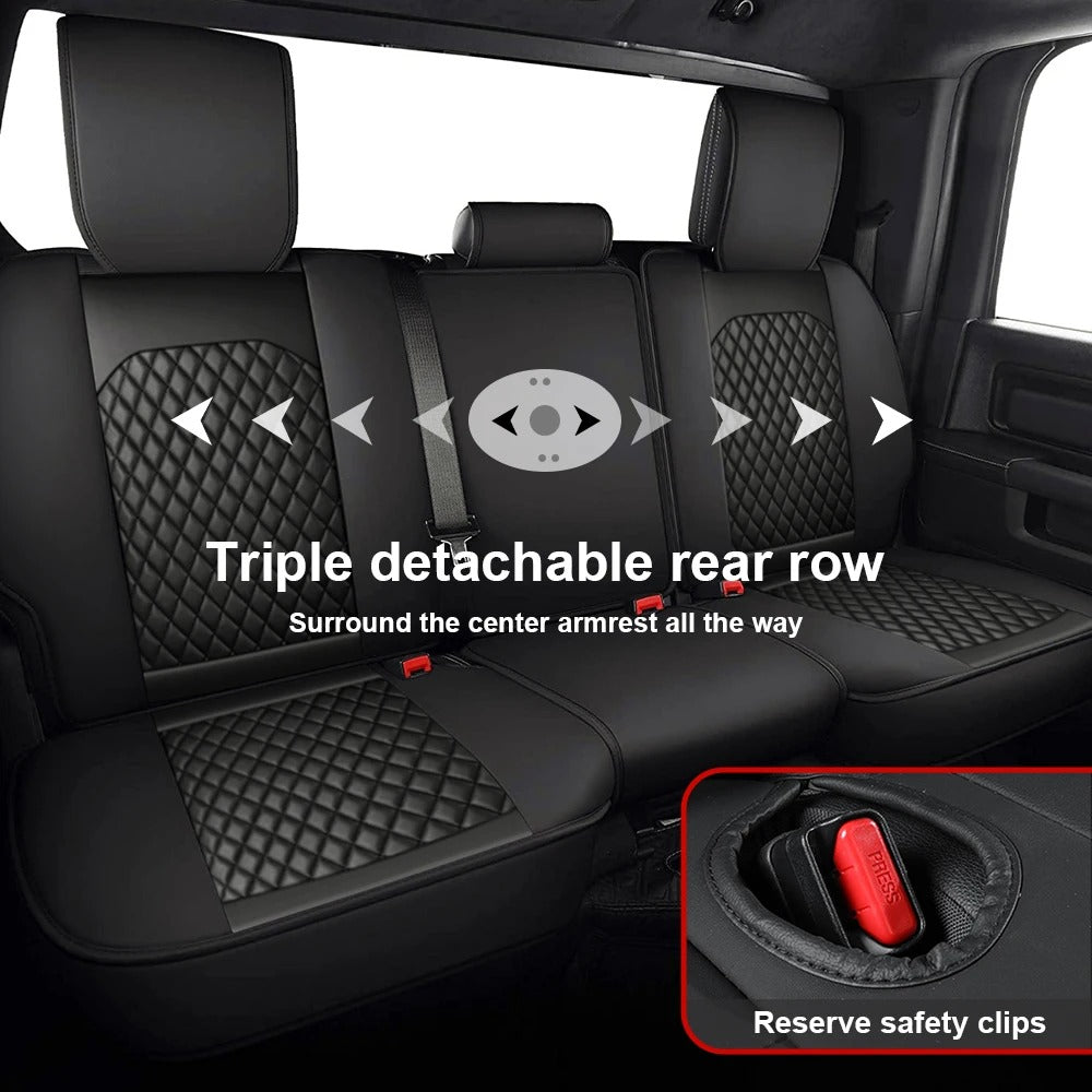 5-Seat PU Leather Car Seat Covers – Full Set for Pickup Trucks (2009–2021 Models)