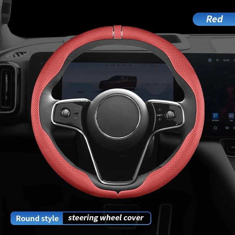 Premium Steering Wheel Cover – Easy Installation, Anti-Slip Universal 38cm Fit - Delicate Leather