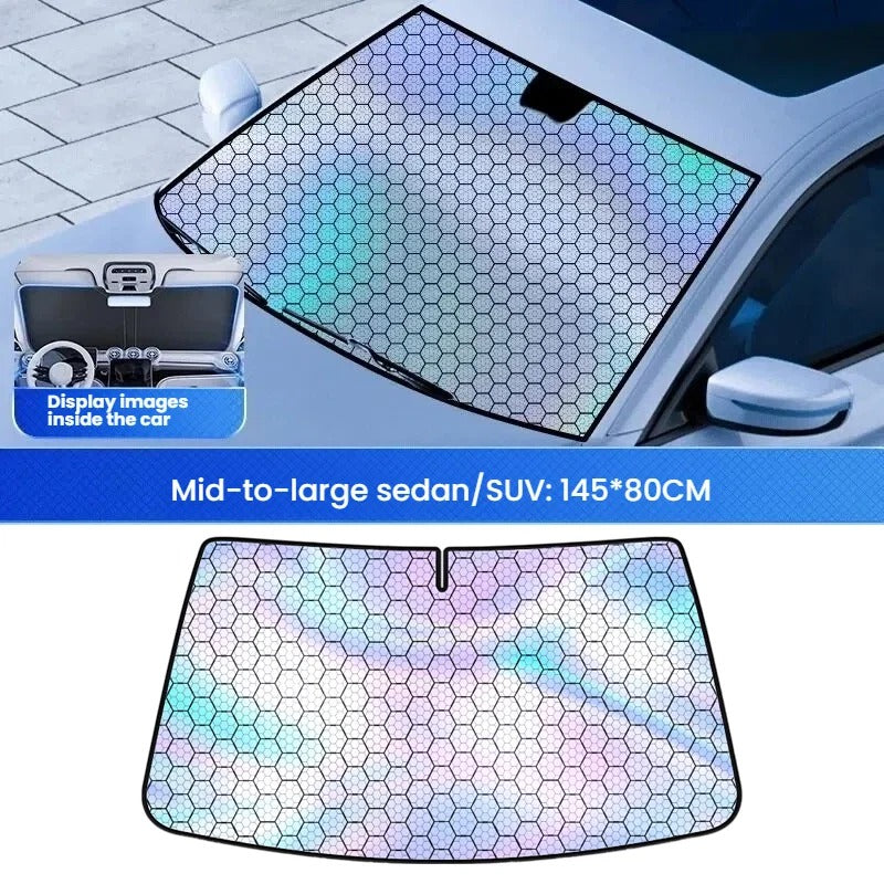 5-Layer Windshield Sun Shade – Foldable UV Reflective Front Window Cover - Delicate Leather  