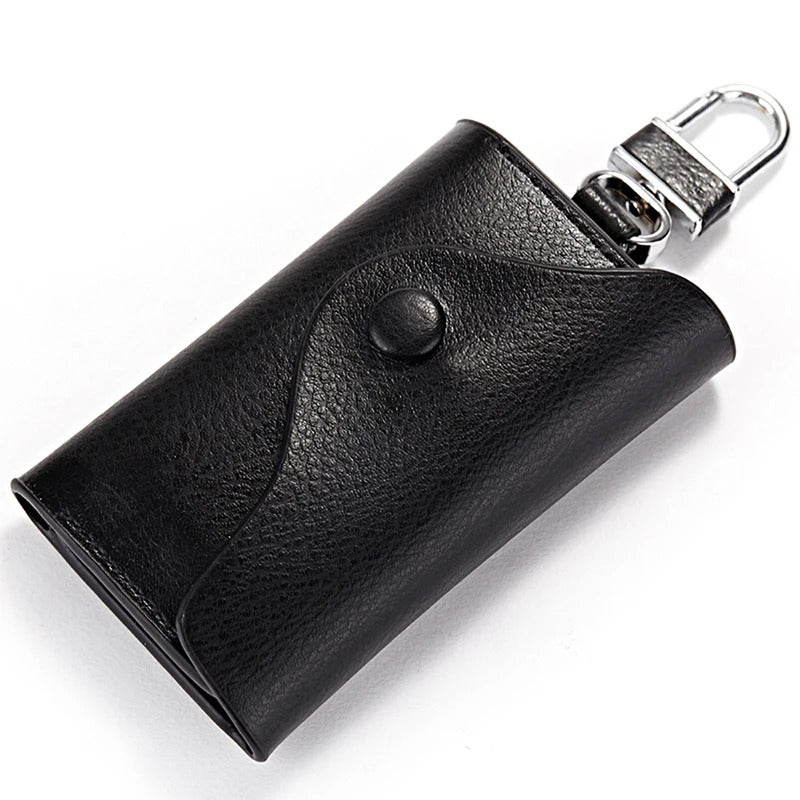 Genuine Leather Key Case Wallet – Multi-Function Key Organizer with Buckle and Card Slot for Men and Women - Delicate Leather  