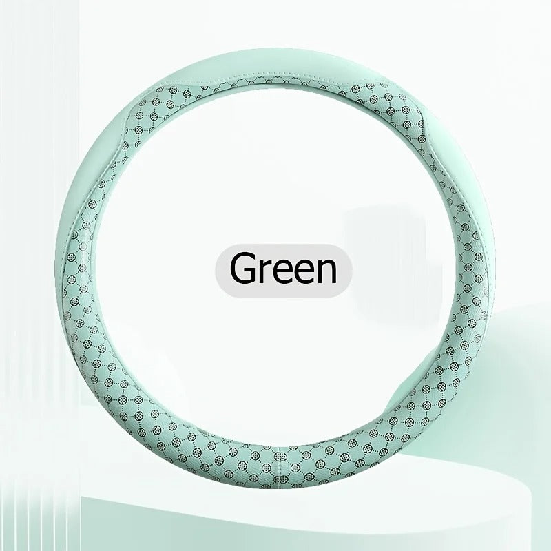 Vintage PU Leather Steering Wheel Cover – Universal All-Season Non-Slip Grip - Delicate Leather