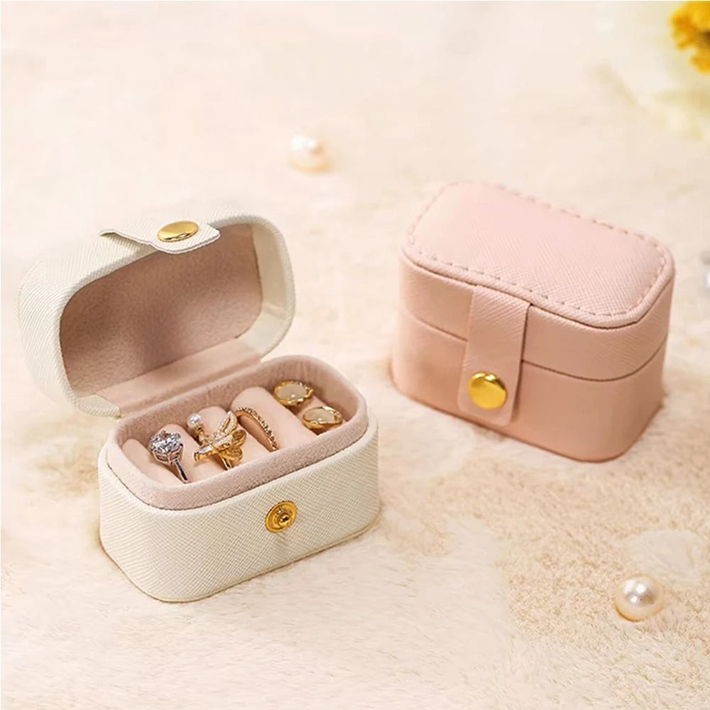 Simple PU Leather Ring Necklace Storage Box