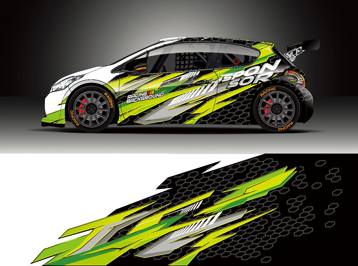 Color Stitching Car Body Decal – Camo Racing Graphic PVC Vinyl Wrap 300 × 60cm - Delicate Leather