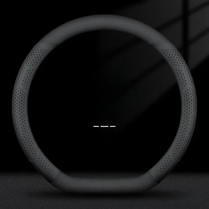 Nappa Leather Car Steering Wheel Cover with Silicone Non-slip Lining - Delicate Leather