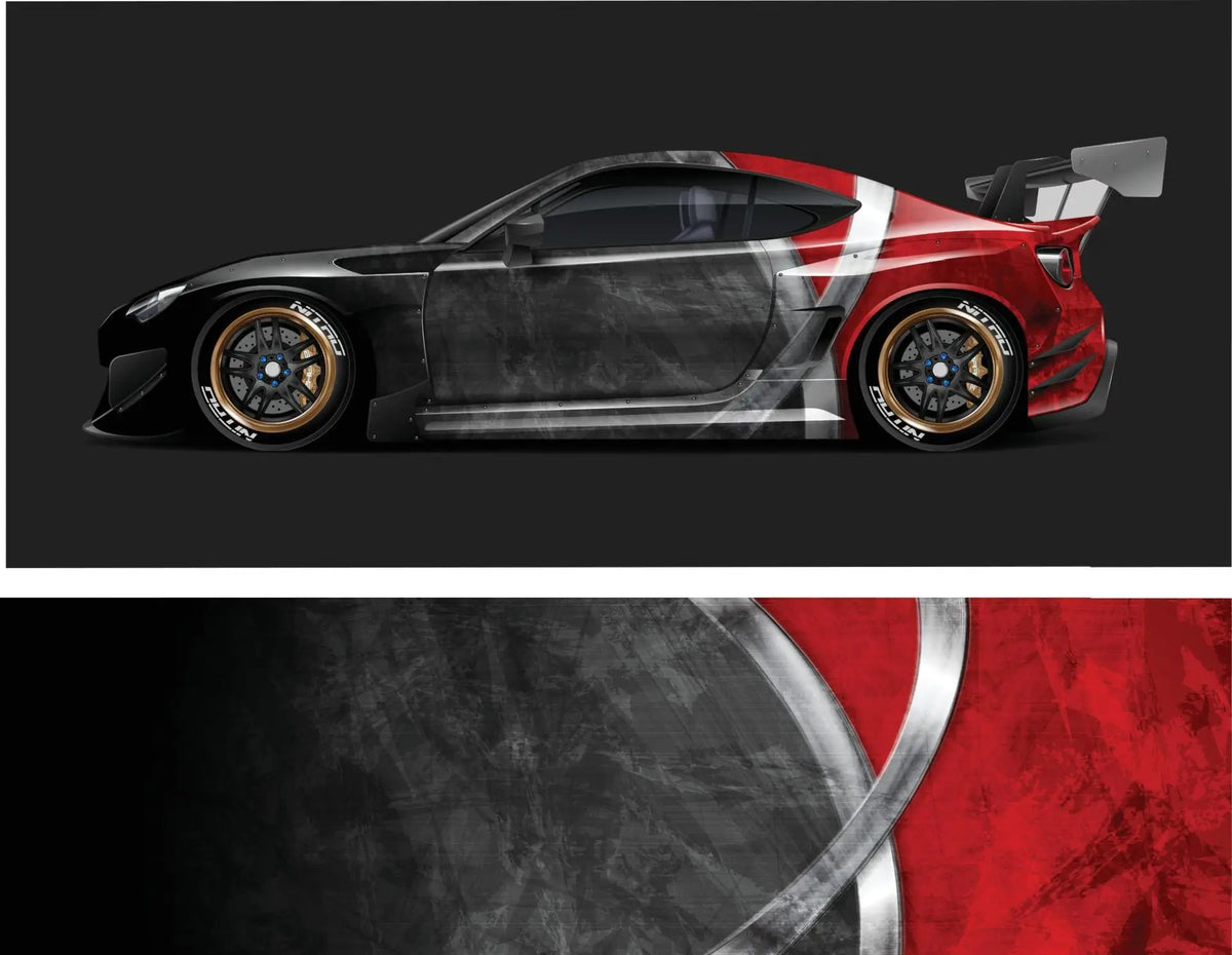 Color Stitching Car Body Decal – Camo Racing Graphic PVC Vinyl Wrap 300 × 60cm - Delicate Leather