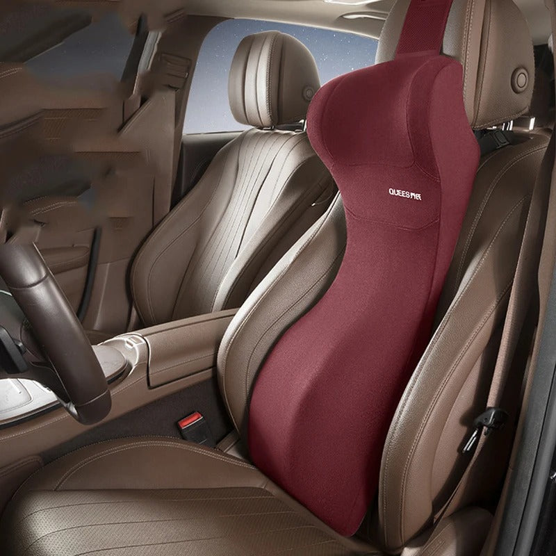 Memory Foam Car Lumbar Cushion – Integrated Seat Back Support Pillow - Delicate Leather