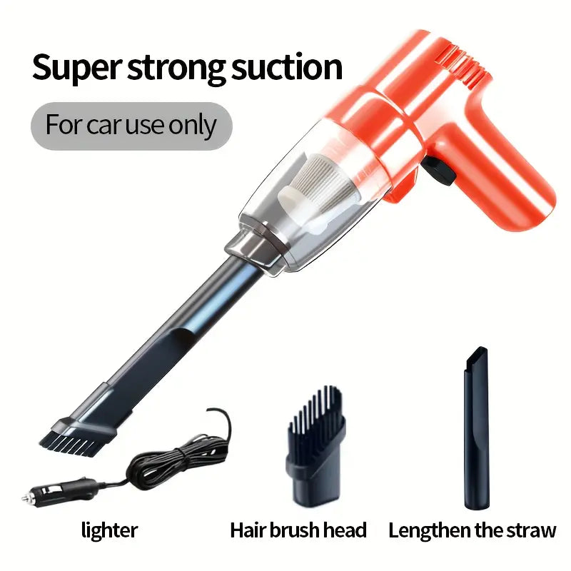 Mini Car Vacuum Cleaner – High-Power Suction, Wet & Dry Dual-Purpose, Portable Handheld Design for Small Sedans, Easy to Use and Store