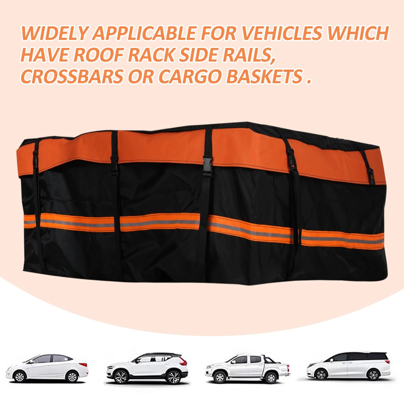 800D Waterproof Cargo Bag Car Roof Cargo Carrier Universal Luggage Bag Storage Cube Bag 20 Cubic Feet for All Cars with Rack