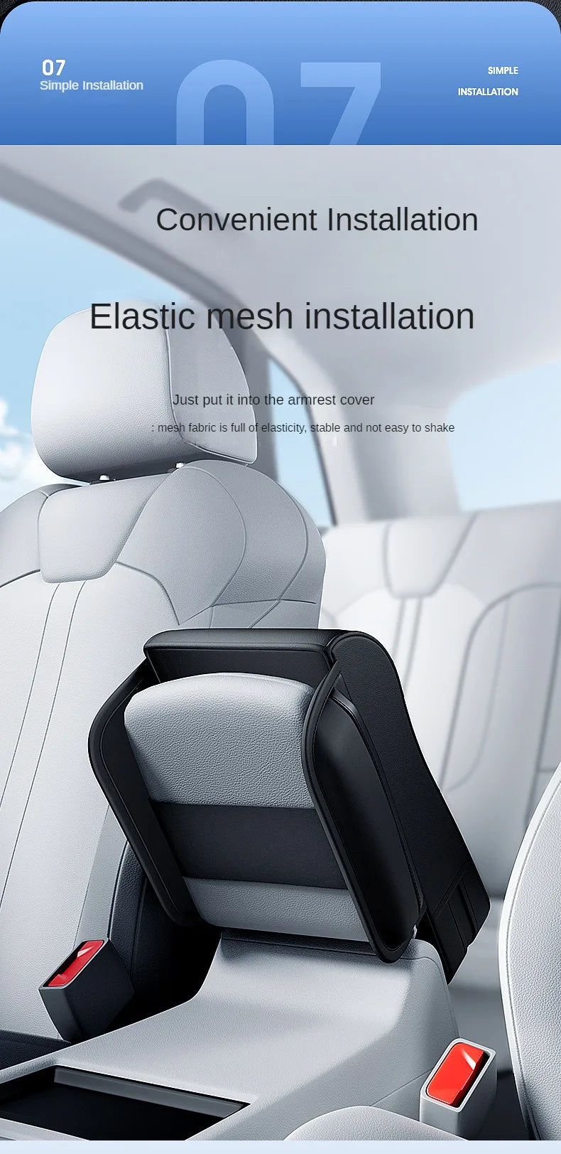 Car Armrest Cushion with Tissue Holder – Leather-Style Height Pad for Center Console - Delicate Leather  