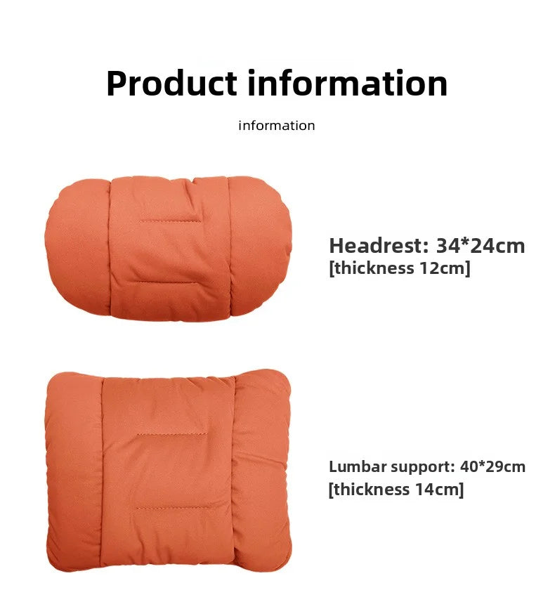 Suede Leather Car Headrest & Lumbar Support Pillow Set – Comfortable Neck and Back Cushions - Delicate Leather  