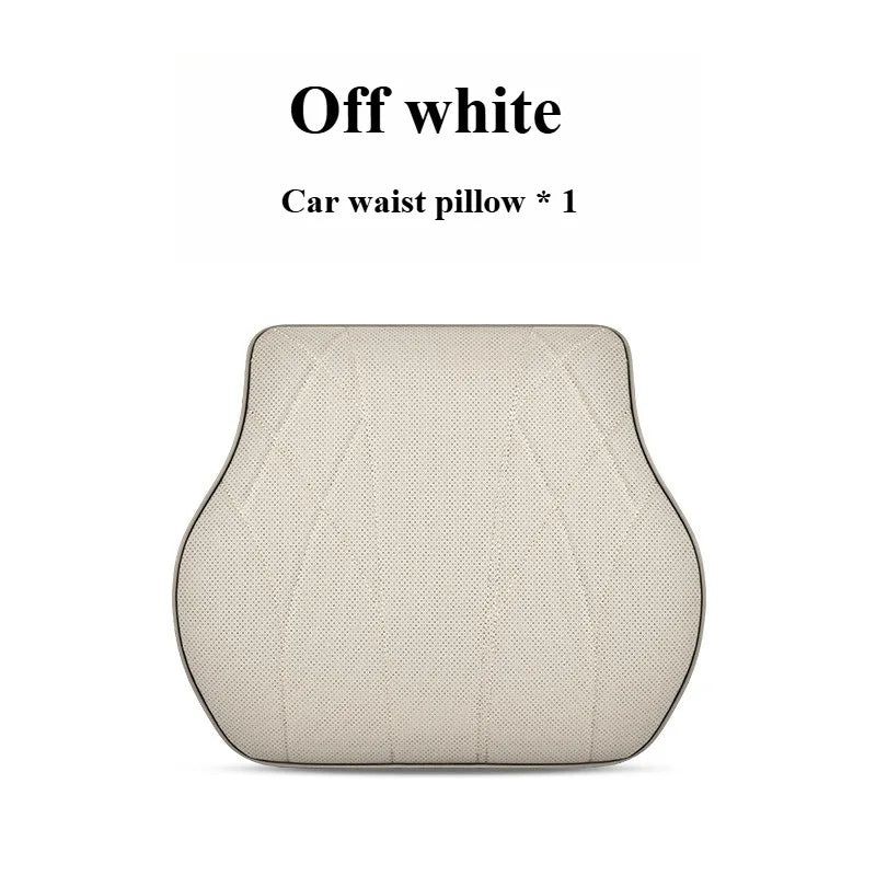 Memory Foam Car Neck & Lumbar Support Pillow Set – Leather Seat Comfort Cushions - Delicate Leather  