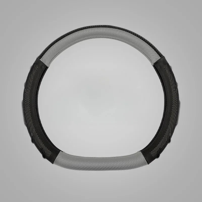 Carbon Fiber Steering Wheel Cover – Anti-Slip Universal 38cm Interior Accessory - Delicate Leather  