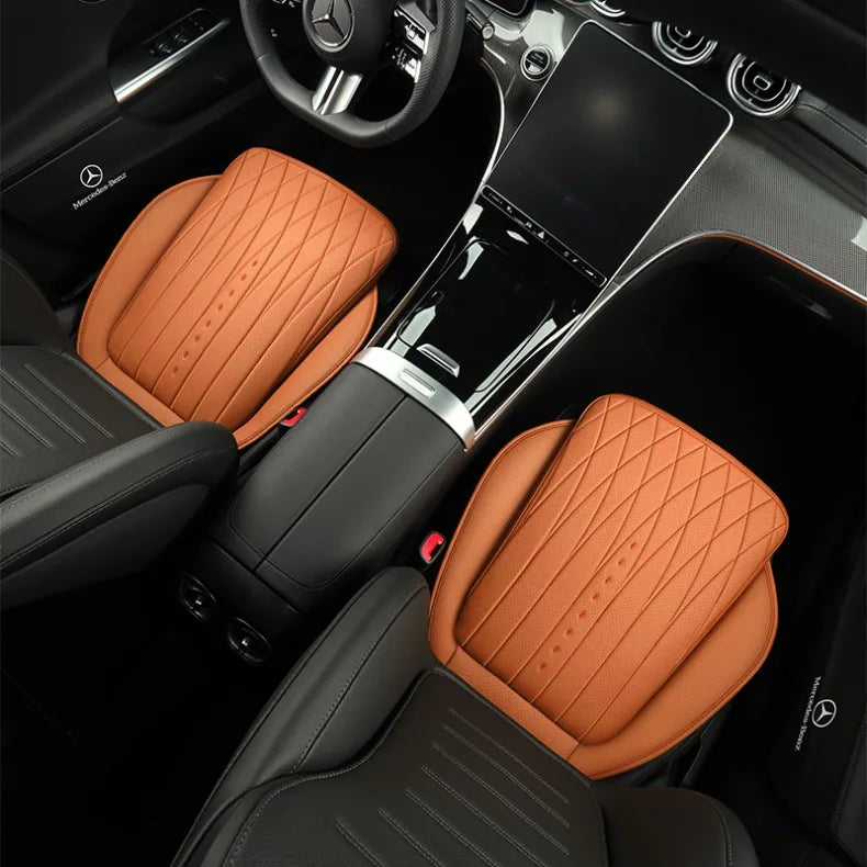 PU Leather Car Seat Cushion – Perforated Breathable Seat Pad, Universal Fit - Delicate Leather  