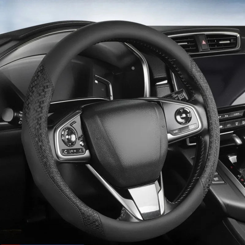 Nappa Leather Steering Wheel Cover – Anti-Slip Universal O/D Type Interior Accessory - Delicate Leather  