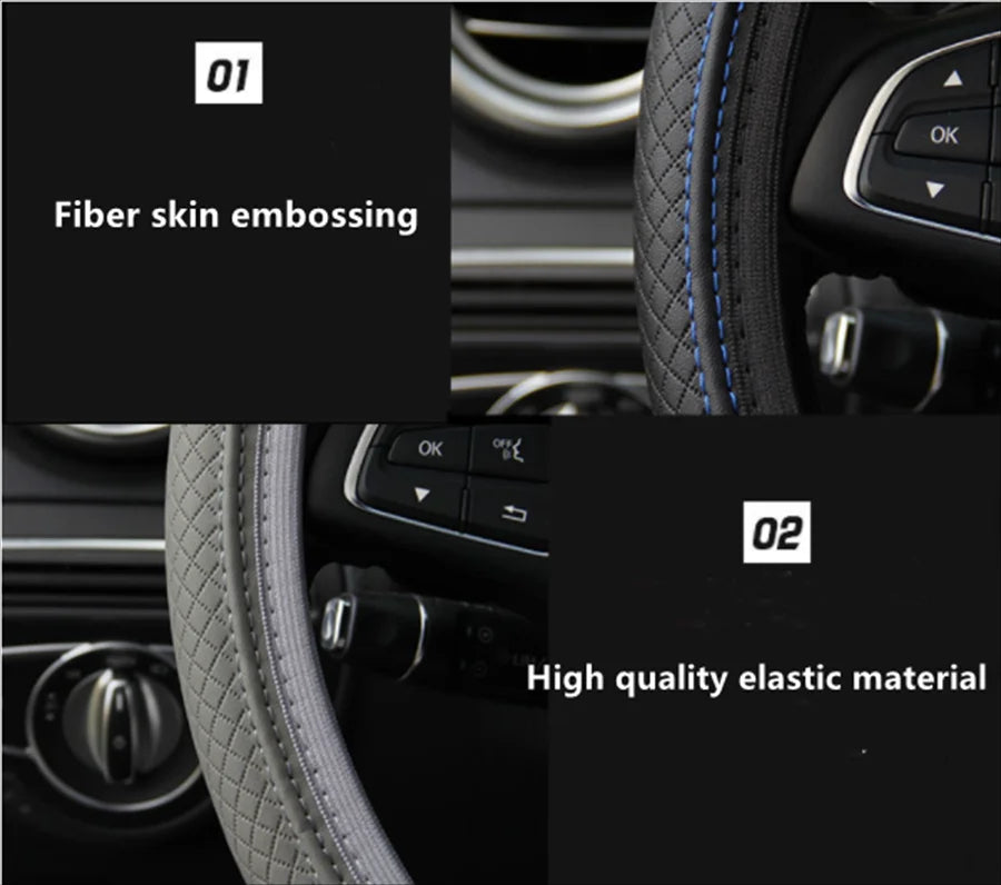 Car Steering Wheel Cover Braid Cover Cubre Volante Genuine Leather,  Breathable Anti Slip, Car Accessories 09