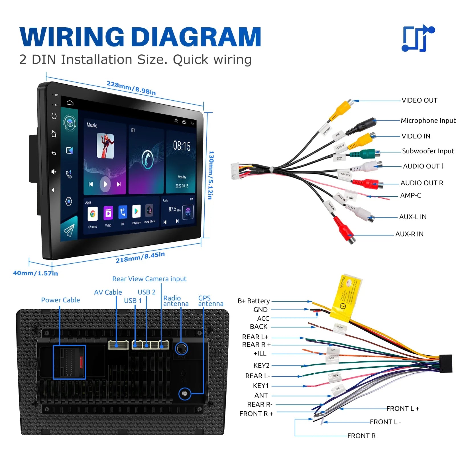 Wireless CarPlay & Android Auto 2 Din Car Radio – 7"/9" Glass Screen GPS Navigator, Wi-Fi, FM, Bluetooth MP5 Player 22