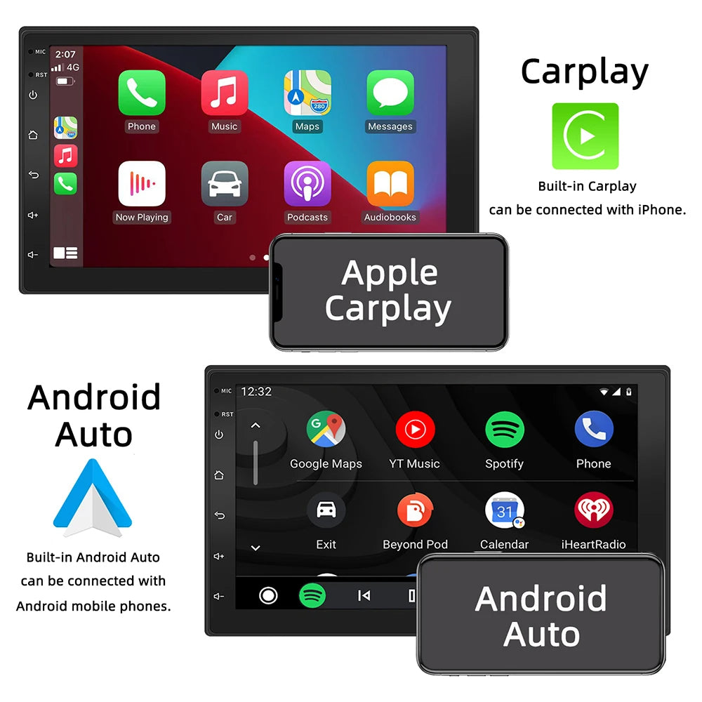 Wireless CarPlay & Android Auto 2 Din Car Radio – 7"/9" Glass Screen GPS Navigator, Wi-Fi, FM, Bluetooth MP5 Player 22