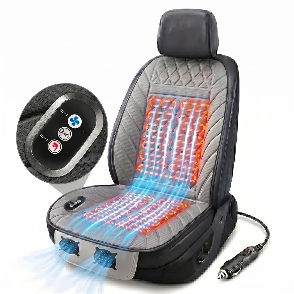 12V Ventilated Car Seat Cover – Universal Cooling Seat Cushion for Cars & SUVs - Delicate Leather