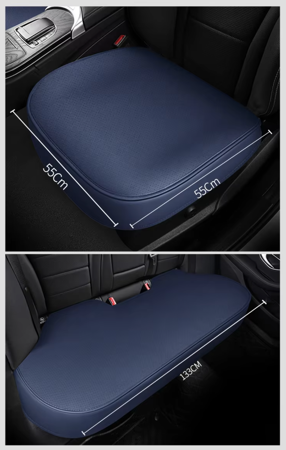 360° Surround Leather Car Seat Covers – All-Season Front and Rear Seat Protector Cushion Pads, Universal Fit - Delicate Leather