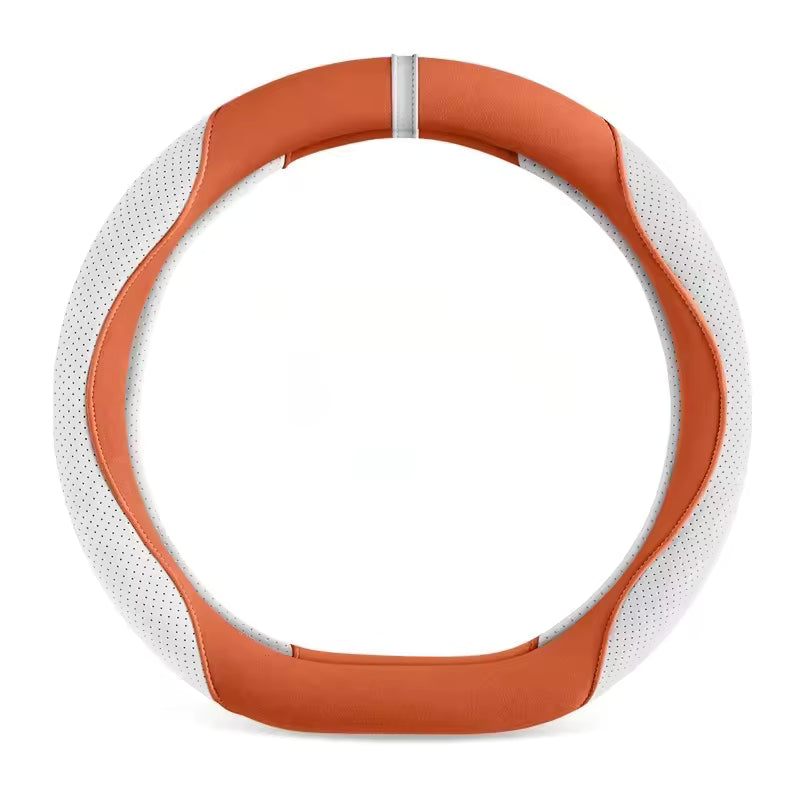 Suede Steering Wheel Cover – Universal 38CM Cute Non-Slip O/D Shape Grip - Delicate Leather