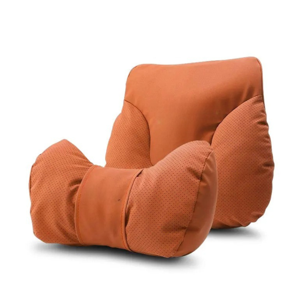 Car Seat Headrest and Lumbar Support Cushion for Car - Delicate Leather  