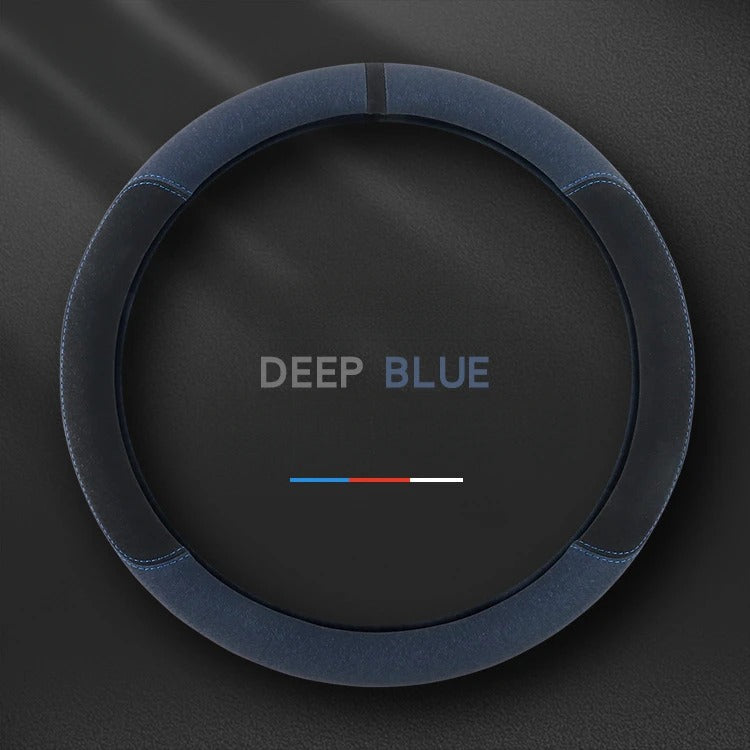 Suede Steering Wheel Cover – Universal Non-Slip 38cm Wrap for Cars and SUVs - Delicate Leather  