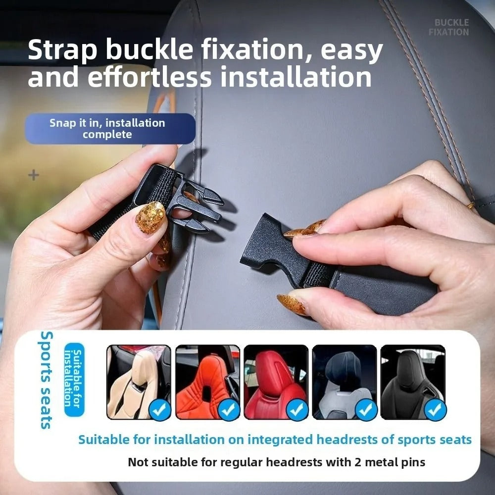 Heavy-Duty Car Headrest Double Hook – Multi-Purpose Seat Back Organizer & Bag Hanger - Delicate Leather