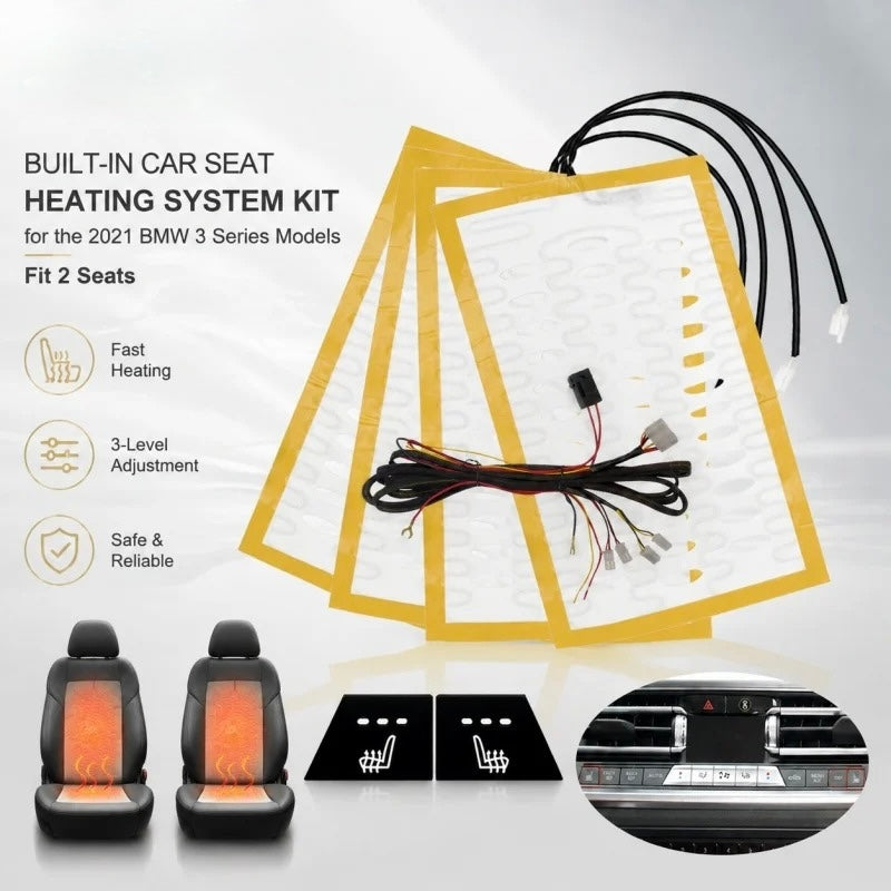 Built-In Car Seat Heater Kit for 2 Seats – Heating Pads with Control Switch Compatible with 2021 3 Series - Delicate Leather