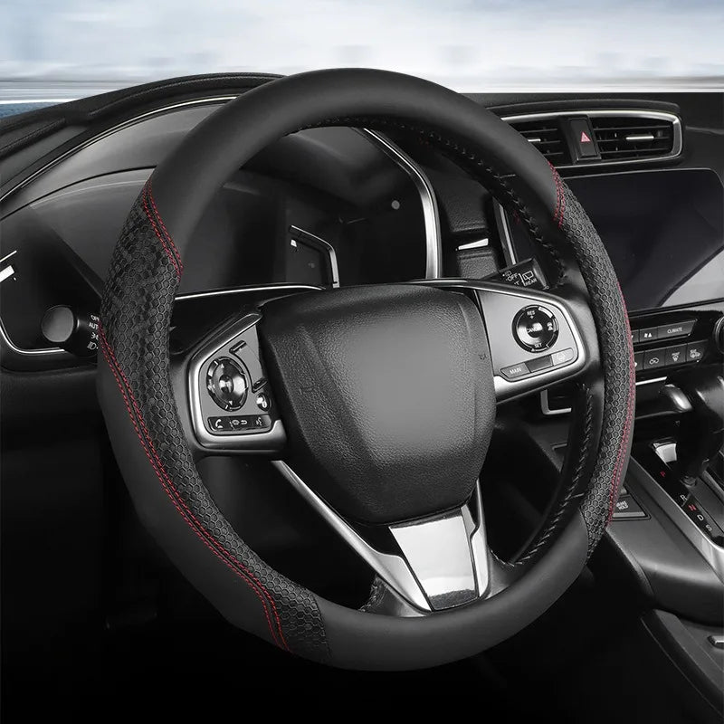 Nappa Leather Steering Wheel Cover – Anti-Slip Universal O/D Type Interior Accessory - Delicate Leather  