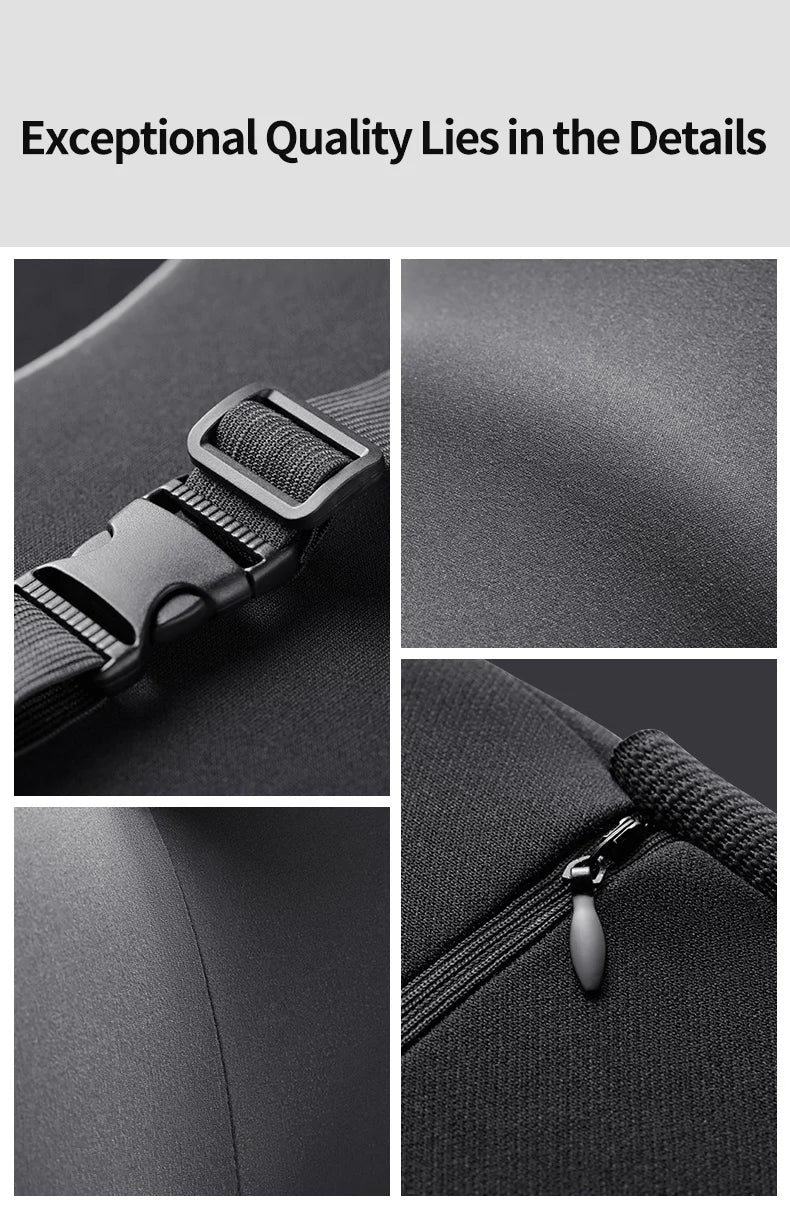 Memory Foam Car Headrest & Lumbar Support Set – Universal Neck and Back Cushion - Delicate Leather  