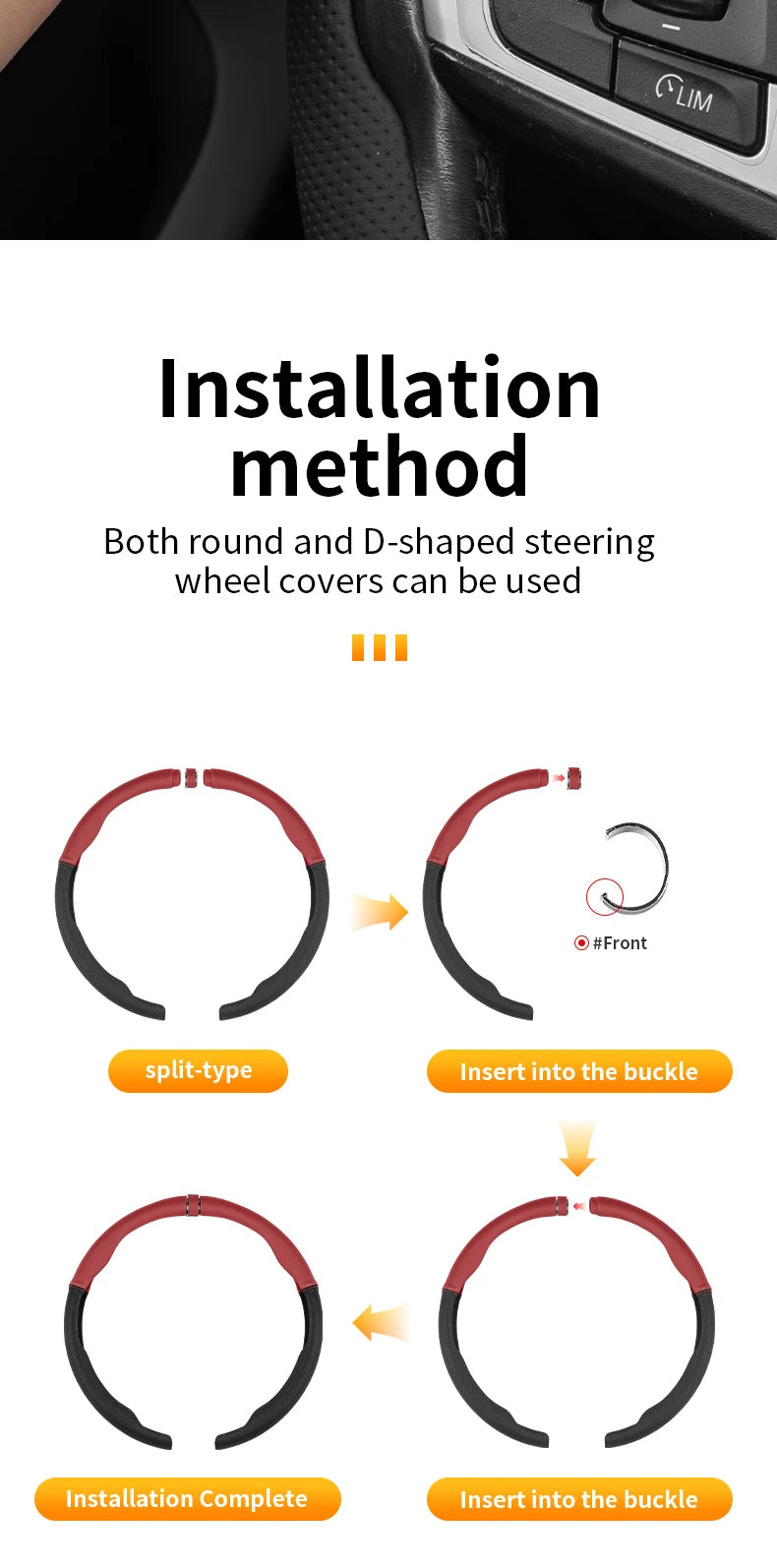 Breathable Steering Wheel Cover – Anti-Slip Universal Car Interior Accessory - Delicate Leather  