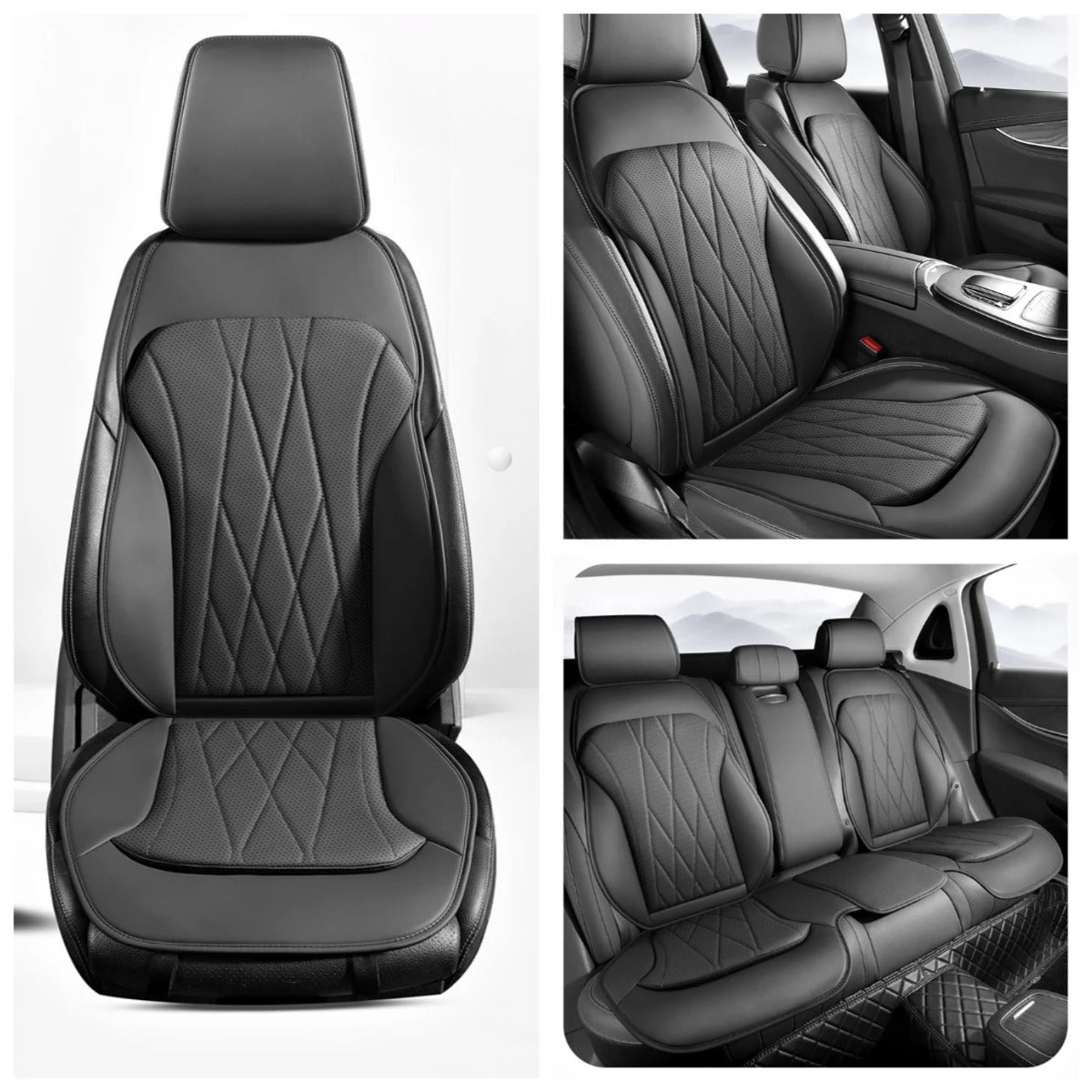 Premium Leather Car Seat Covers – Universal Full Set with Non-Slip Protection - Delicate Leather