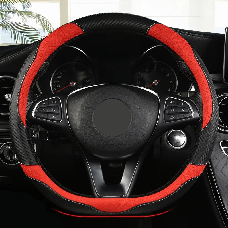 Ultra-Thin Leather Steering Wheel Cover – Breathable Non-Slip Summer Grip (O & D Shape) - Delicate Leather